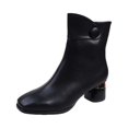 thumbnail image 2 of LSLJS Bottes Mi-Mollet à Talons Hauts pour Femmes, Bottes Rétro de Mode pour Femmes à Talon Épais à Talons Hauts Bout Mi-Mollet, Bottes Mi-Mollet pour Femmes, 2 of 7
