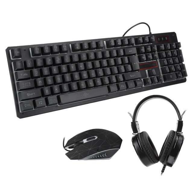 Clavier, clavier et Souris, 3Pcs Rétroéclairage Confortable pour Ordinateur Portable Noir