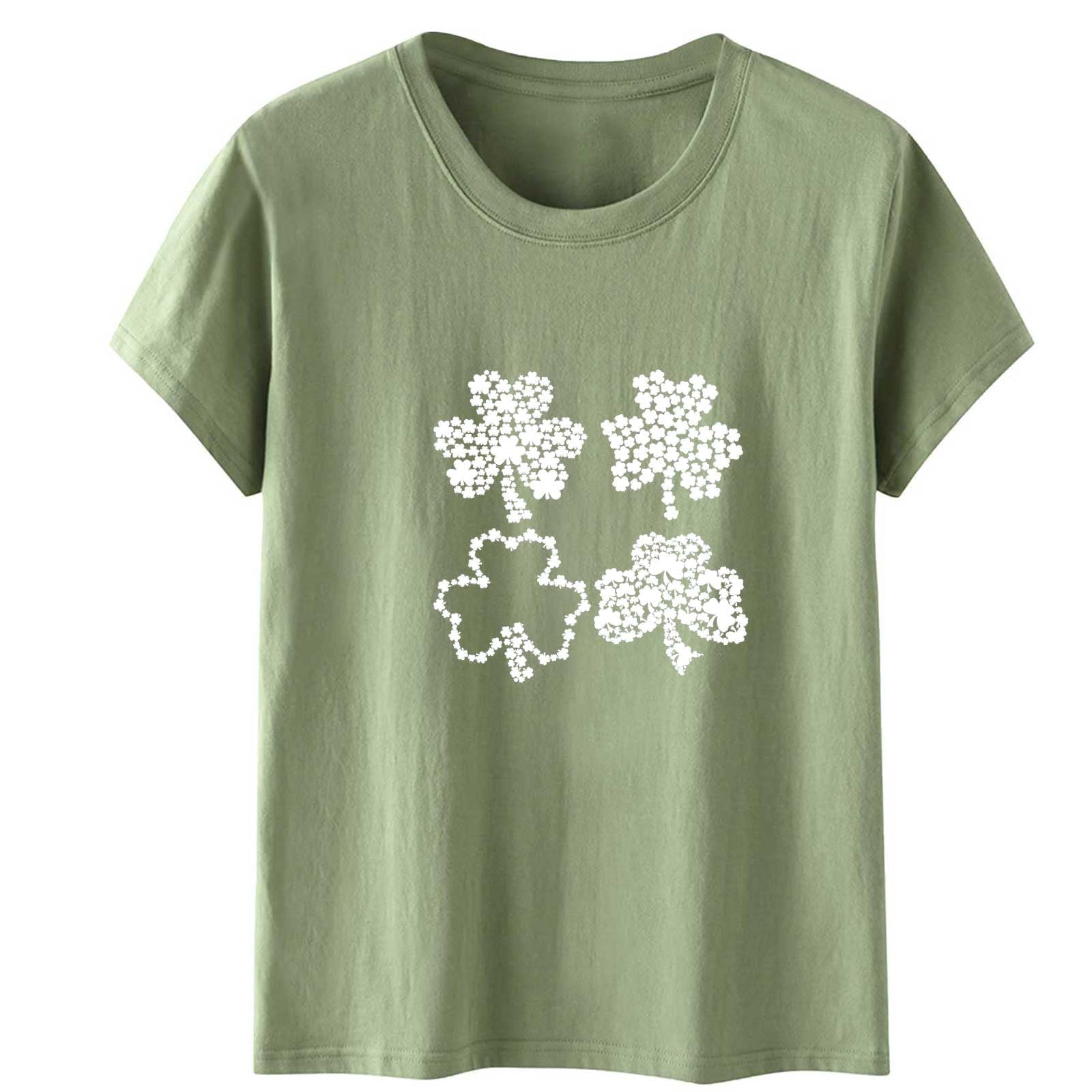QIPOPIQ T-Shirts à Manches Courtes pour Femmes à Col Rond T-Shirts de la Saint-Patrick Tunique T-Shirt Trèfle T-Shirt Vert T-Shirts de la Saint-Patrick Hauts T-Shirt Tee T-Shirts de Fête T-Shirts Graphiques Aubaines
