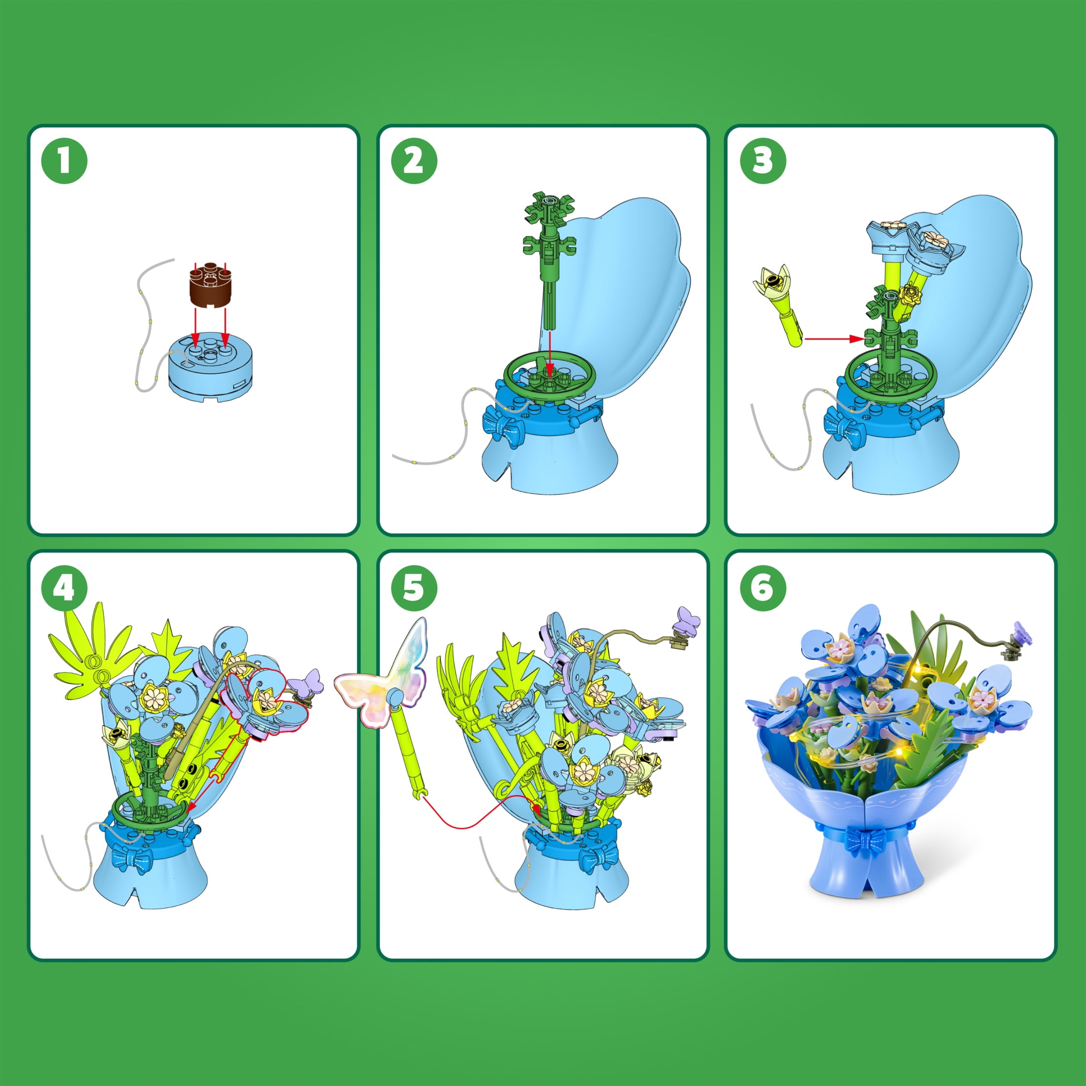 MAX BUILD MORE Premium Bricks LED Bouquets Building Collection (Bleu) de ZURU