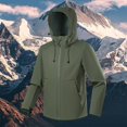 thumbnail image 1 of Mceream Raincoats for Men Casual Solid Color Windbreaker Drawstring Jackets Fashion Functional Pockets Coats Climb Travel Plus Size Outwear Chaqueta TéRmica Para Hombre Army Green XXL, 1 of 8