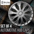 thumbnail image 2 of Wheel Cover Kit, 14 Inch Hubcaps Set of 4 Automotive Hub Caps with Universal Snap-On Retention Rings, 1-Tone ABS Plastic Silver Rim Covers for All Makes, Models (SG-5086-B-14), 2 of 7