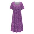 thumbnail image 5 of Ketyyh-chn99 Robe T-Shirt Femme Grande Taille Robe Maxi Robe Décontractée Mini Robe Ample Confortable à Rayures Manches Longues Longue Robe Violet,G, 5 of 5