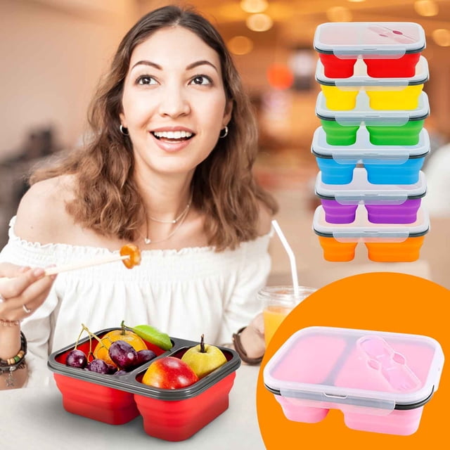 Vaidha Lunch Box With Spoon Folding Microwave Oven Portable Lunch Box Refrigerator Storage Box Fresh Keeping Box