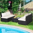 thumbnail image 2 of Patiojoy 5 Piece Patio Furniture Set Outdoor Rattan Sofa Set w/ Seat & Back Cushions Convenient Square Coffee Table, 2 of 9