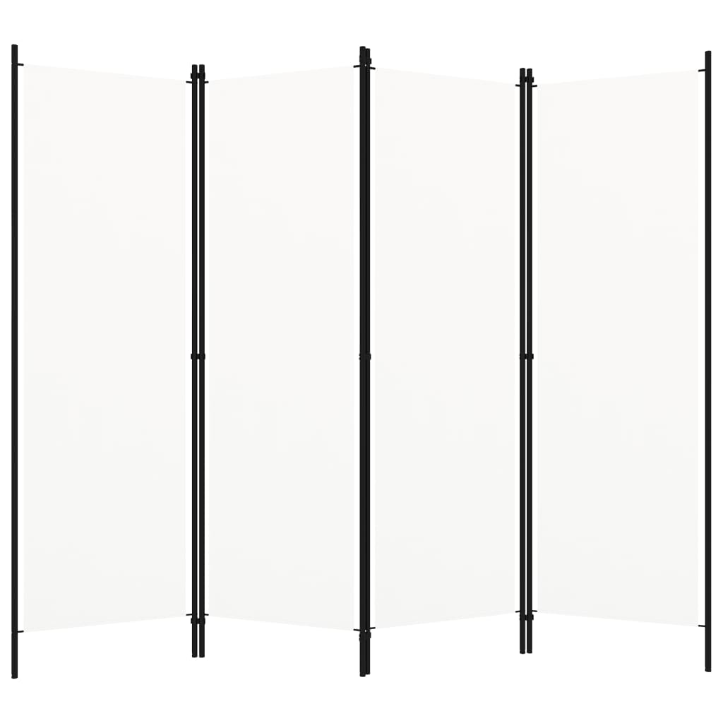vidaXL 4-Panel Free Standing Fabric Folding Room Divider Screen White 200x180 cm