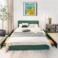 thumbnail image 2 of Gymax Queen Upholstered Bed Frame with 4 Storage Drawers Headboard Green, 2 of 9