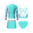 thumbnail image 2 of TTAO Girls Swimming Costumes 3 Piece Tankini Swimsuit Rashguard Swimwear UPF 50+ Long Sleeve Bathing Suits Light Green 16, 2 of 7