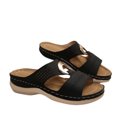 thumbnail image 2 of Styesk Womens Sandals Summer New Foreign Trade Large Size Wedge Fish Mouth Solid Color Large Size One Line Outside To Wear Beach Sandals, 2 of 7