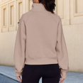 thumbnail image 4 of Stand Collar Fall Clothes Half Zip Women Solid Color Daily Outfit (Coffee XL), 4 of 6