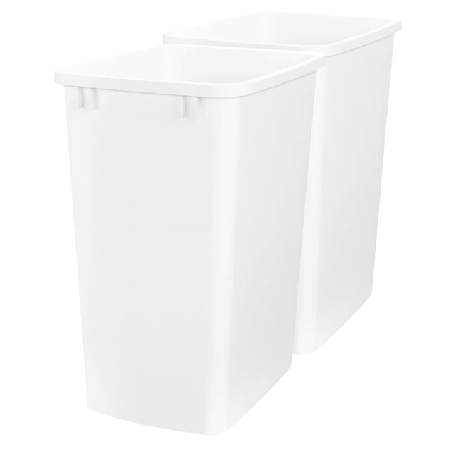 Rev-A-Shelf 35 Qt Polymer Replacement Trash Bin Containers, RV-35-11-2, White, 2 Pack