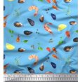 thumbnail image 1 of Soimoi Rayon Fabric Gemstone,Lemon Slice & Prawns Food Decor Fabric Printed Yard 56 Inch Wide, 1 of 1
