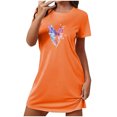 thumbnail image 1 of Mrat Nuisette avec Soutien-Gorge Intégré Robe pour Femme Vêtement de Nuit Manches Courtes Chemise de Nuit Décontractée Imprimée Robe de Sommeil Ample Confortable Pyjama Nuisette S-98 Orange TG, 1 of 7