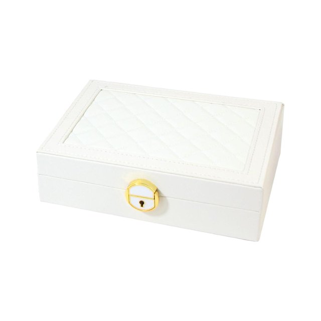 lionlar Travel Jewelry Box, Jewelry Storage Display Holder Mini Double Layer Soft Velvet White