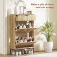 thumbnail image 4 of HOMCOM Armoire à Chaussures avec 2 Tiroirs Basculants Tablettes Ajustables pour 8 Paires Chêne, 4 of 10