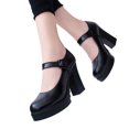 thumbnail image 2 of Women Casual High Heel Thick Heels Platform Pumps Ankle Work Buckle Strap Shoes, 2 of 8