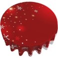 thumbnail image 3 of Christmas Tablecloth Round 60 x 60 Inch Christmas Red Round Table Cloth Polyester Fabric Xmas Winter White Red Snowflake Table Cover for Kitchen Party Picnic Outdoor Decor, 3 of 6