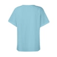 thumbnail image 4 of Dealovy Womesn Tops Summer Casual V Neck Buttons T-Shirts Short Sleeve Solid Color Loose Fitted Tees, 4 of 5