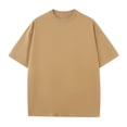 thumbnail image 3 of SROBPTY Haut d'Été pour Hommes, Chemises à Manches Courtes pour Hommes, Chemises Sport Unies Décontractées à Manches Courtes à Col Rond pour Hommes Café, L, 3 of 3