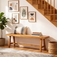 thumbnail image 2 of Gymax 2PCS 63 Inch Solid Wood Bench Rustic Farmhouse Narrow Bench for up to 3 People, 2 of 10