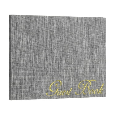 Uxcell Elegant Guestbook, 9"x7" Fabric Wedding Guest Book Stylish Sign in Book with 50 Blank 120GSM Paper for Receptions Birthdays Funerals Special Events, Dark Gray