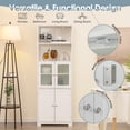 thumbnail image 4 of Gymax Armoire de Rangement Haute pour Salle de Bain, Colonne à Linge avec Porte en Verre et Tablette Ajustable, Blanc, 4 of 10
