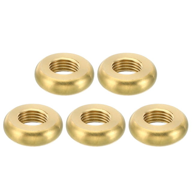 Unique Bargains M10x1 Écrou de Verrouillage Rond, Lot de 5 Écrou Plat à Bord en Laiton Massif Mince Vis Écrou de Verrouillage 19mmx6mm