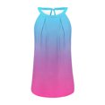 thumbnail image 3 of Timegard Womens Tank Tops Gradient Color Crew Neck Back Button Ruched Casual Sleeveless Tops Blouses, 3 of 3