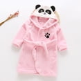 thumbnail image 3 of Hiiyo Little Girls Cartoon Panda Flannel Hooded Bathrobe Soft Sleepwear Robe for Kids, 3 of 3