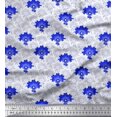 thumbnail image 1 of Soimoi Blue polyester Crepe Fabric Artistic Floral & Scale Geometric Decor Fabric Printed Yard 42 Inch Wide, 1 of 1