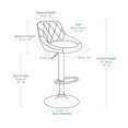 thumbnail image 5 of Bronte Living Leatherette Bar Stool with Adjustable Height, 360 Swivel Design, Floor Protection and Pedestal Base with Footrest - Series Janice - Set of 2, 5 of 5