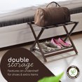 thumbnail image 3 of PJ Wood Hotel Style Wood Folding Suitcase Luggage Rack with Shelf, Walnut, 3 of 12