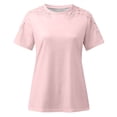 thumbnail image 4 of yoeyez T-Shirts pour Femmes en Dentelle à Manches Courtes Raglan Hauts Décontractés à Col Rond Chandail Mode T-Shirt Uni à Motif Floral Tenues d'Été 2025 Rose TG, 4 of 5