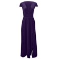 thumbnail image 4 of DPTALR Robe de Soirée pour Femmes à Manches Courtes, Col en V Profond, Jupe Longue, Couleur Unie, Fente Haute, pour Grandes Occasions, 4 of 4