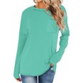 thumbnail image 2 of Timegard Womens Tops Crewneck Long Sleeve Drop Shoulder Basic Tee Fall Casual Loose Tops with Pocket, 2 of 5