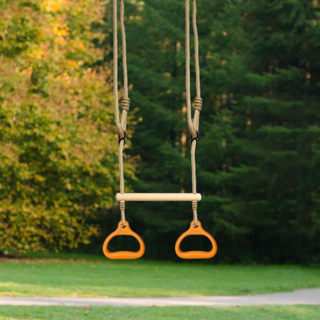 DYNWAVECA Trapeze Bar Stable Sturdy Portable Swing Set for Indoor Outdoor Use Home Gym Orange