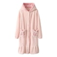 thumbnail image 1 of HAiming Nightgown for Women Hooded Long Robe Cute Pockets Button down Warm Soft Fuzzy Housecoat Sleepwear, 1 of 4