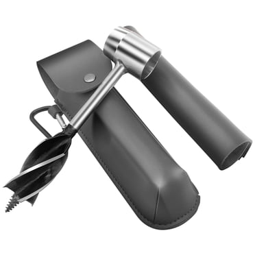 Graflsoa Grey Manual Auger Drill for Outdoor Survival and Woodworking with PU Pouch and Holster