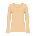 thumbnail image 4 of Chandails à Manches Longues pour Femmes Hauts Ajustés Col Rond T-Shirts Ajustés Hauts de Sortie T-Shirts Basiques Beige, 4 of 6