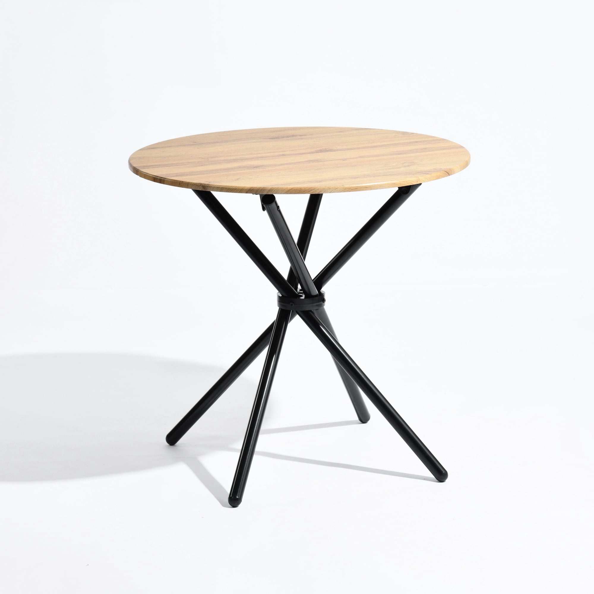 Table d'appoint ronde Homy Casa pour le salon, plateau de 80 cm avec pattes en métal, brun foncé, pièce d'appoint moderne