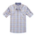 thumbnail image 1 of Bienzoe Boy's Cotton Plaid Roll Up Button Down Sports Shirts Yellow/Blue 11/12, 1 of 7