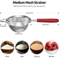 thumbnail image 2 of U-Taste Medium Fine Mesh Strainer: 18/8 Stainless Steel 4.73in 30 Mesh Kitchen Food Sieve with Sturdy Riveted Silicone Handle, Heavy Duty Deep Handheld Metal Colander for Rice, Quinoa (Red), 2 of 9