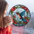 thumbnail image 4 of Privacy Stained Glass Window Film - Round Colorful Hummingbird Design - Static Cling, Non-Adhesive, Decorative Home Sticker - 25.4 x 25.4 cm - Color: Hummingbird, 4 of 8