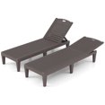 thumbnail image 2 of Costway Ensemble de 2 Chaises Longues avec Dossiers Réglables à 5 Positions, Assemblage Facile, Brun, 2 of 10