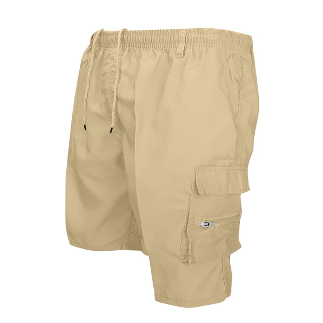 Plebaso Summer Mens Cargo Shorts Elastic Waist Drawstring Work Outdoor Shorts Lightweight Hiking Shorts