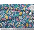 thumbnail image 2 of Soimoi Blue Poly Georgette Fabric Artistic Leaf & Floral Fabric Prints By Yard 42 Inch Wide, 2 of 5