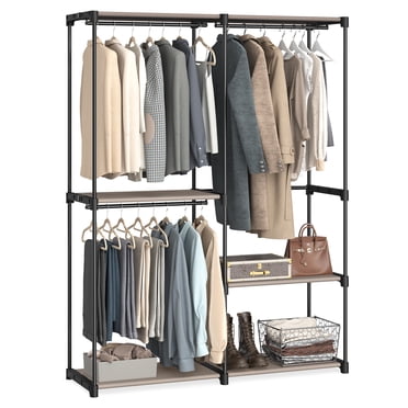 SONGMICS Portable Closet, Freestanding Closet Organizer, Clothes Rack with Shelves, Hanging Rods, Storage Organizer, for Cloakroom, Bedroom, 54.3 x 16.9 x 71.7 Inches, Taupe
