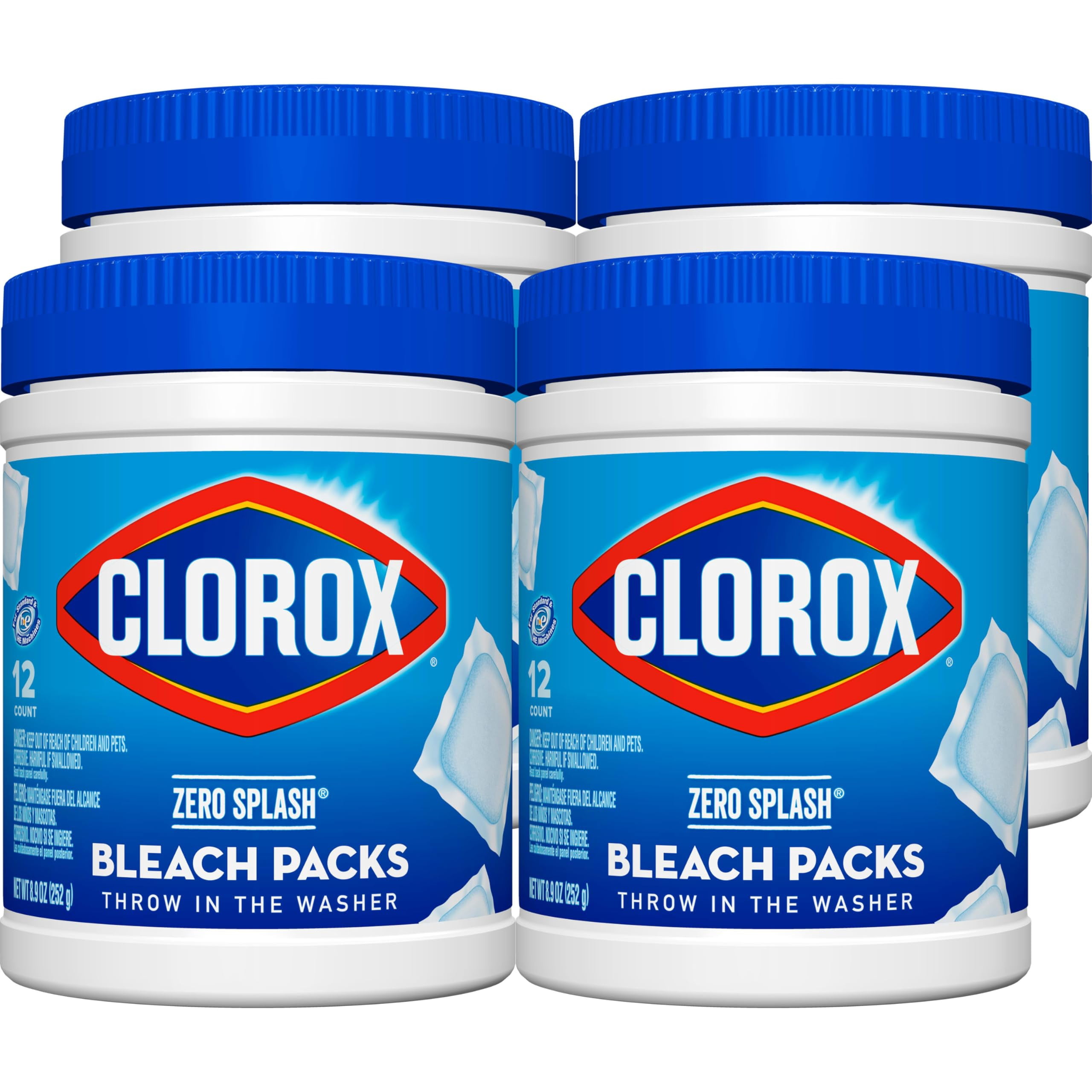 Clorox Zero Splash Bleach Packs - Laundry Pods, 4 Count (Pack of 1)