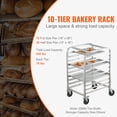 thumbnail image 3 of VEVOR Bun Pan Rack, 10-Tier Commercial Bakery Racks with Brake Wheels, Aluminum Racking Trolley Storage for Half & Full Sheet, Speed Rack For Kitchen Home, Bread Baking Equipment, 26"L x 20.3"W x 39"H, 3 of 9