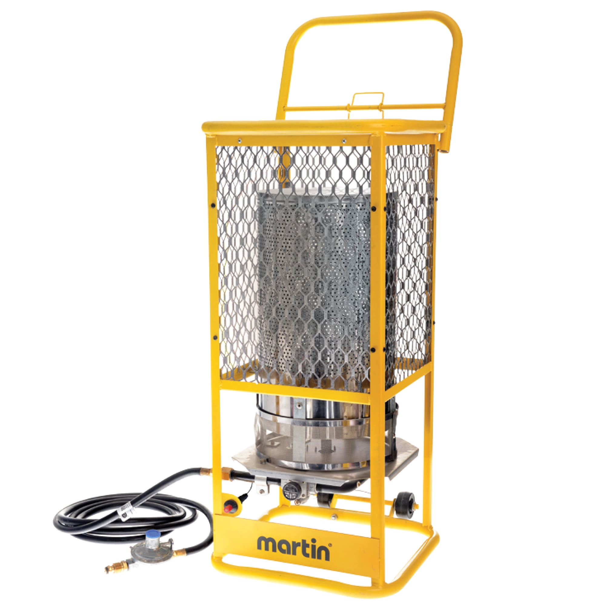 Chauffage radiant Martin GF125LP à 360 degrés - Chauffage portable à gaz propane de 125 000 BTU sur roues ; chaleur ambiante pour une utilisation en extérieur, travaux de construction, chantier